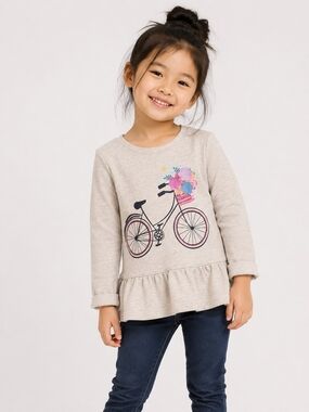 5/$35 Wonder Nation Bicycle Peplum Sweatshirt – Girls Size 5T
